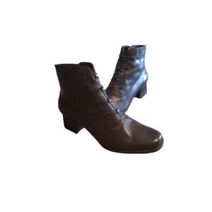 Laura scott bethany victorian witchy vintage square toe boot brown leather 9.5